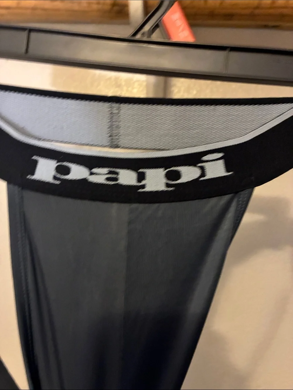 Papi Men's silver Jockstrap with Branded Waistband L